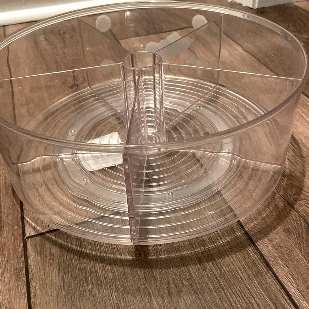 Acrylic lazy Susan.  Great for pantry and kitchen